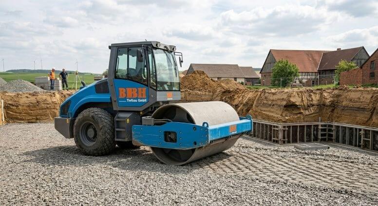 Bodenstabilisierung und Verdichtung von Tragschichten mit einer Walze