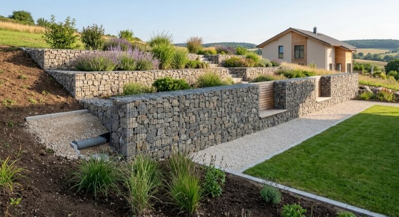 Stilvolle Gabionenzäune und langlebige Steinkörbe im modernen Garten- und Landschaftsbau